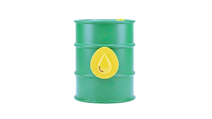 Green oil barrel with yellow drop symbol