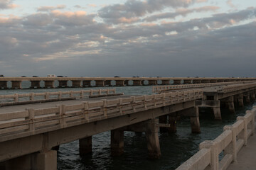Fishing Pier Leading Toward Sunshine Skyway Bridge, Florida