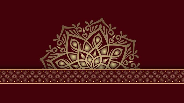 Elegant Mandala Design on Deep Red Background with Ornate Border.