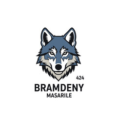 Fototapeta premium Intense wolf head logo design with Bramdeny Masarile text and number 424.