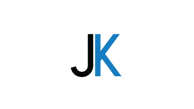 JK initials logo design with black and blue colors for branding.