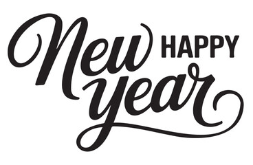 Fototapeta premium Happy New Year Calligraphy on White Background