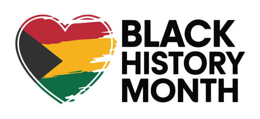 Black History Month Celebration with Ghanaian Flag Heart Vectot on a White Background