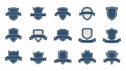 Blue Shield Badges and Ribbons Set.