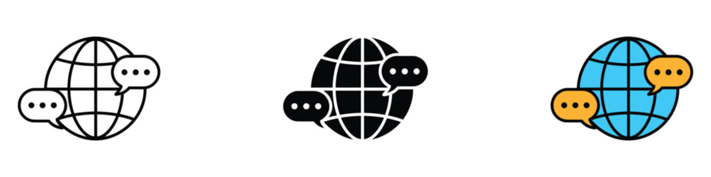 Global dialog icon vector. Global communication chat symbol. vector illustration.