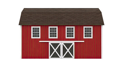 Red Barn with White Trim and Double Doors