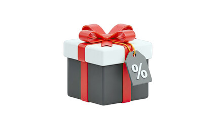 Obraz premium Gift Box with Percentage Tag