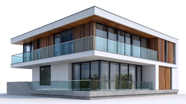 Modern architectural design exterior building perspective render