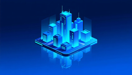 Abstract digital city buildings in a futuristic technology style