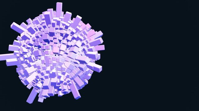 Spherical cuboid random stretching abstract animation can loop