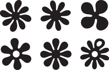 Modern black flower icons on white