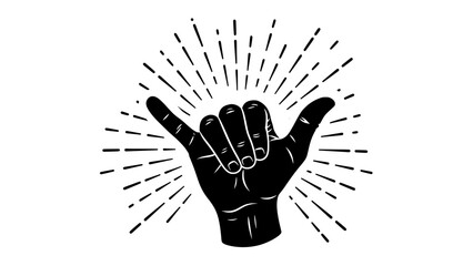 Shaka hand gesture with rays illustration
