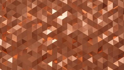 Luxurious copper geometric pattern with shiny triangular facets