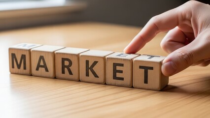 Hand Arranging Market Blocks