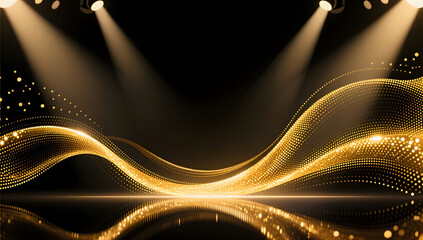 Luxurious black and gold particles background for award gala
