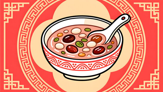 Festive display of Laba porridge ingredients in modern Chinese style