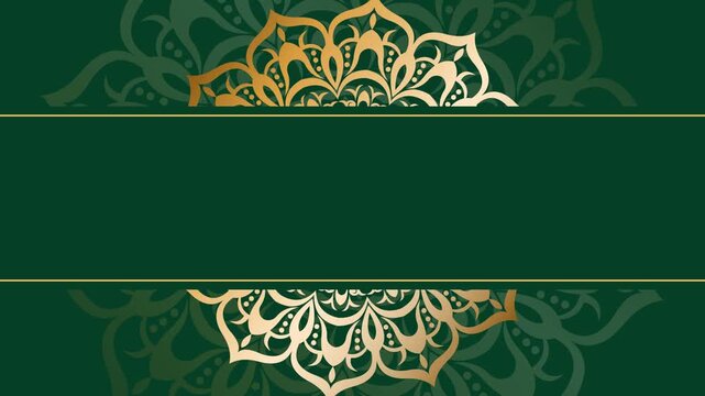 Elegant Green and Gold Mandala Background with Copy Space.