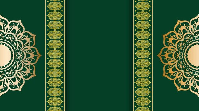 Elegant Green Mandala Background with Ornate Borders.