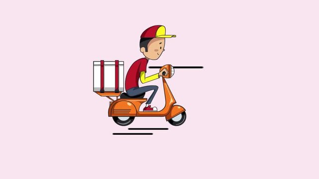 Busy Restaurant Kitchen Preparing Multiple Food Orders With Motorcycle Delivery Rider