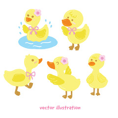 set of  cute yellow duck