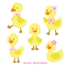 set of  cute yellow duck