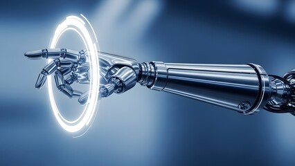 Futuristic robotic arm with glowing ring