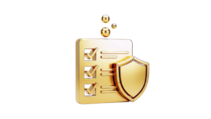 Gold Checklist and Shield Icon