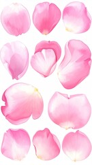 Fototapeta premium Pink flower petals, digitally painted, floating softly