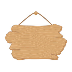Rustic Hanging Wooden Board Banner With Texture Illustration.