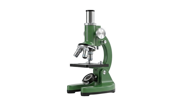 Green compound microscope with metallic accents