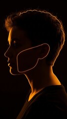 Illuminated Silhouette of Person Against Dark Background