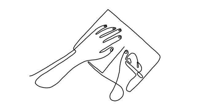 Continue line animation of hand writing on book