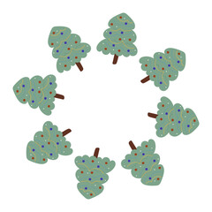 Hand drawn Christmas tree for greeting card.