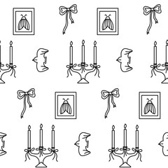 Whimsical hand drawn vintage seamless pattern. Cozy doodle pattern.