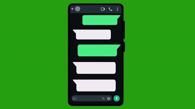 Realistic Smartphone Showing Text Messages on Transparent Background, Send or Receive Chat Animation with Clean UI Text Bubbles in 4K