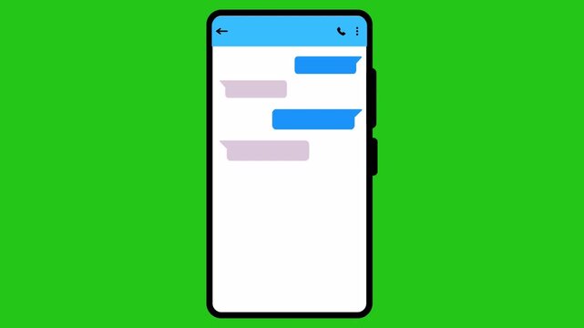realistic smartphone with text message isolated on Transparent background, Text message send or received in smartphone animation, chat UI clean text bubbles,  Animated messages in 4k. 

