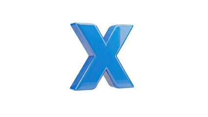 Fototapeta premium 3D Glossy blue letter X on transparent background