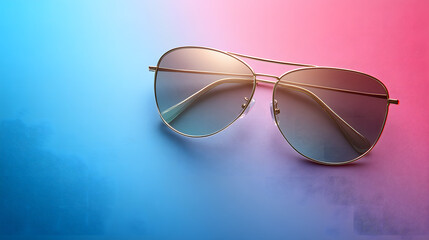 Colorful Aviator Sunglasses,Geometric design retro aviator goggles on a minimalist gradient background