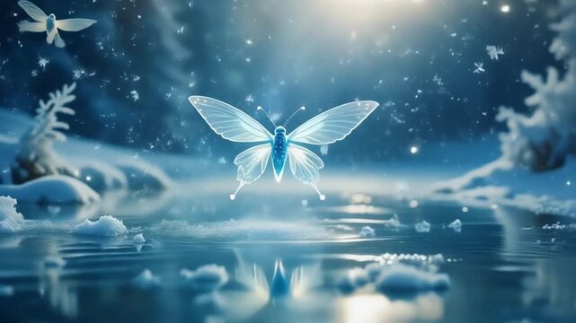 Ice-Wing Fairy Over Frozen Lake