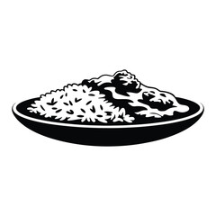 Curry plate with rice Vector, Silhouette, Illustration