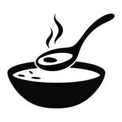 Curry spoon scooping from bowl Vector, Silhouette, Illustration