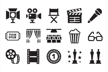 Film Production Icons for Video Apps, Dashboards, Streaming Interfaces