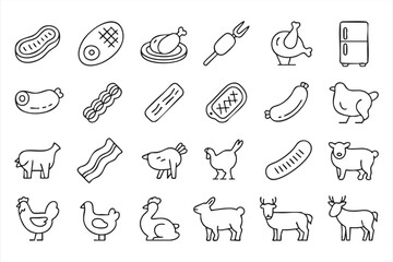 Animal Protein Icons for Culinary Apps, Menus and Interface Design