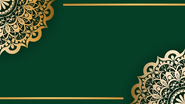 Elegant Gold Mandala Design on Deep Green Background.