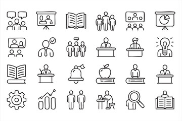 Business Learning Icons for Professional Training and Knowledge Platforms