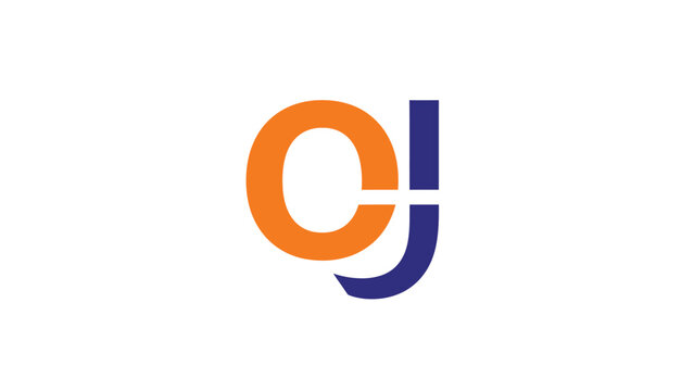 Orange and blue logo design with the letters O and J, simple and modern.