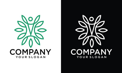 Creative Wellness logo design with unique line style. Premium Vector