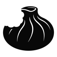 Dumpling with bite taken Vector, Silhouette, Illustration