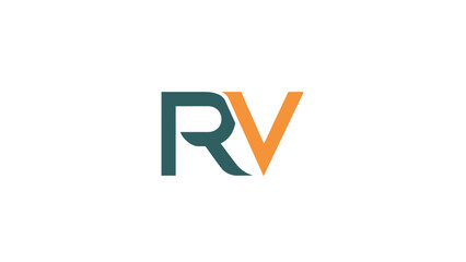 RV logo design with modern and stylish typography for branding purposes.