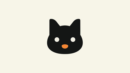 Obraz premium Simple black cat face illustration on a neutral background, minimalist design.